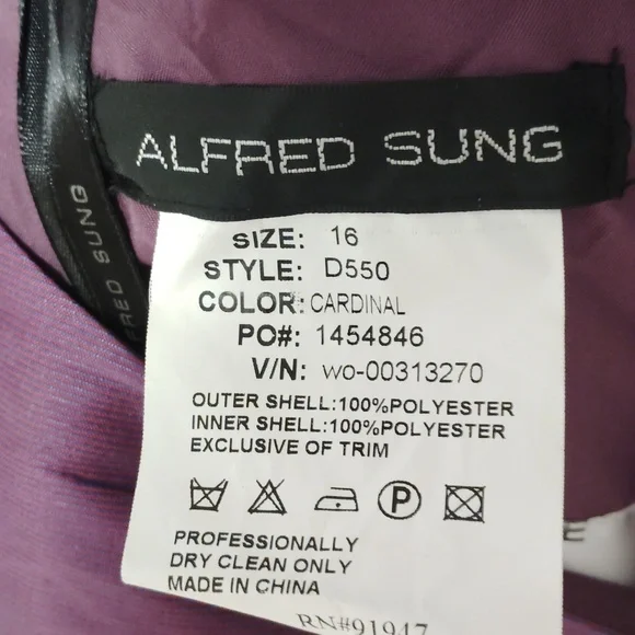 ALFRED SUNG Cardinal Dress - Picture 4 of 4